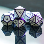 White or Black Metal Polyhedral Dice Set